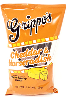 Grippos Cheddar Horseradish Wavy Potato Chips 2.75oz Bags 24ct 