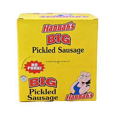 Hannahs Big Pickled Sausage No Pork 20ct Box 