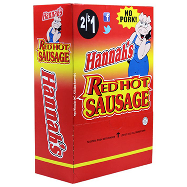 Hannahs Red Hot Sausage No Pork 50ct Box 