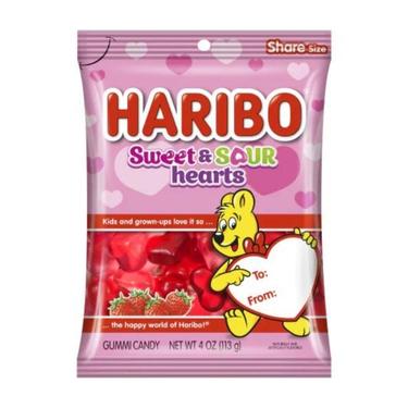 Haribo Valentine Sweet N Sour Hearts 4oz Bag 