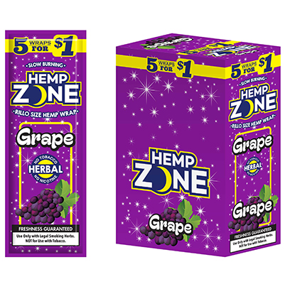 Hemp Zone Wraps Grape 15 Pack 