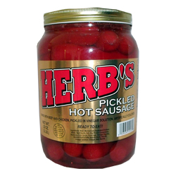 Herbs Pickled Hot Sausage Half Gallon Jar 