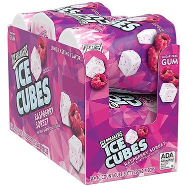 Ice Breakers Ice Cubes Raspberry Sorbet Sugar Free Chewing Gum 6ct Box 