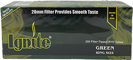 Ignite Cigarette Tubes Green 200ct 