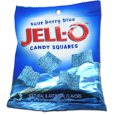 Jello Sour Berry Blue Candy Squares 4.5oz Bag 