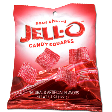 Jello Sour Cherry Candy Squares 4.5oz Bag 