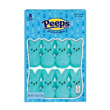 Just Born Easter Peeps Blue Marshmallow Bunnies 4.5oz Box 