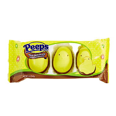 Just Born Easter Peeps Milk Chocolate Dipped Marshmallow Yellow Chicks 1.5oz Box 