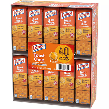 Lance ToastChee Cheddar Cheese Crackers 40ct Box 