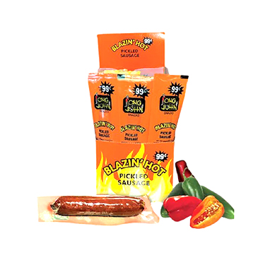 Long John Blazin Hot Pickled Sausage 1.4oz 12ct PP 