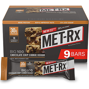MET Rx Big 100 Chocolate Chip Cookie Dough 9ct Box 