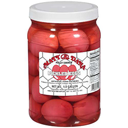 Matt and Dana Pickled Eggs Red Half Gallon Jar 