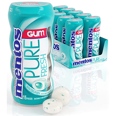 Mentos Sugar Free Gum Pure Fresh Wintergreen 10ct Box 