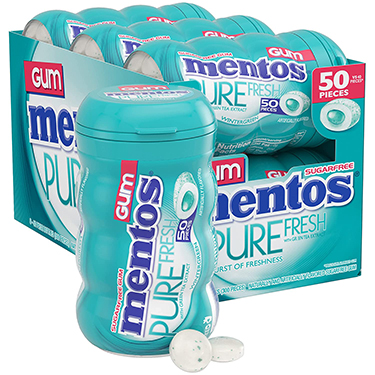 Mentos Sugar Free Gum Pure Fresh Wintergreen 6ct Box 