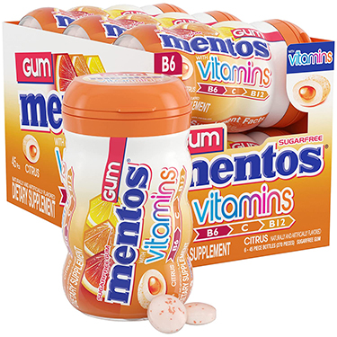 Mentos Sugar Free Gum Vitamins 6ct Box 