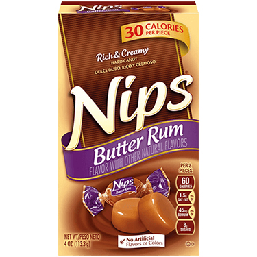 Nips Butter Rum Hard Candy 4oz Box 