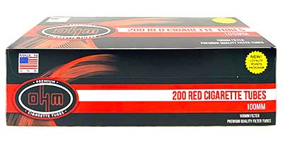 OHM Cigarette Tubes Red 100 200 ct 