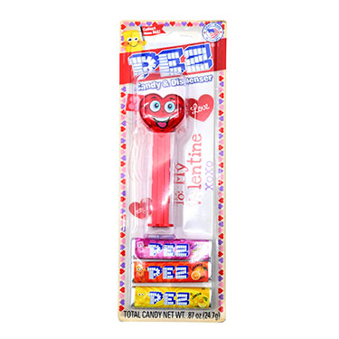 Pez Valentines Crystal Happy Heart Dispenser with Candy Rolls 