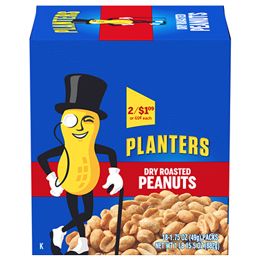 Planters Dry Roasted Peanuts 18ct Box 