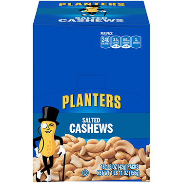 Planters Salted Cashews 18ct Box 