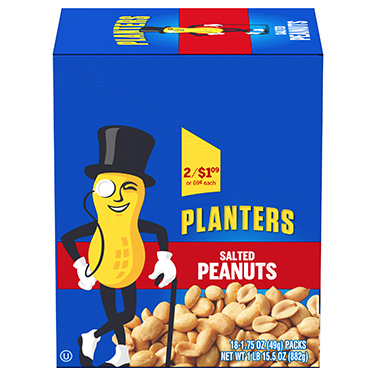 Planters Salted Peanuts 18ct Box 