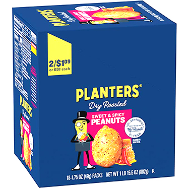 Planters Sweet and Spicy Peanuts 18ct Box 