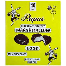 Papas Milk Chocolate Covered Marshmallow Eggs 40ct Box