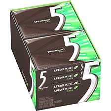 5 Gum Spearmint Rain Sugar Free Chewing Gum, 15 Sticks, 10 Pack