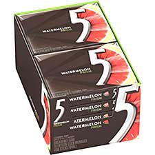 5 Gum Watermelon Prism Sugar Free Chewing Gum, 15 Sticks, 10 Pack