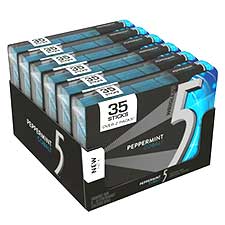 5 Gum Cobalt Peppermint Sugar Free Chewing Gum, 35 Sticks 6 Pack