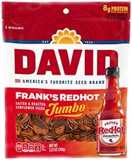 David Jumbo Franks Red Hot Sunflower Seeds 5.25oz Bag Expires March 29th 2026