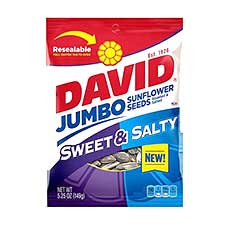 David Jumbo Sweet N Salty Sunflower Seeds 5.25oz Bag Expires March 23rd 2026