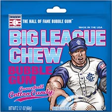 Big League Chew Curveball Cotton Candy Bubble Gum, 2.12 oz Pouch