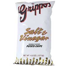 Grippo's Salt And Vinegar Potato Chips 4.5oz Bags 18ct