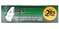 4 Aces Cigarette Tubes Menthol King Size PP 2.89 200ct Box 