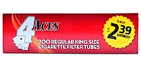 4 Aces Cigarette Tubes Regular King Size PP 2.39 200ct Box 