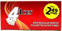 4 Aces Cigarette Tubes Regular 100s PP 2.49 200ct Box 