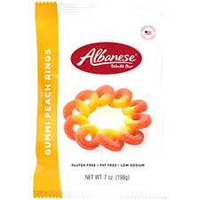 Albanese Gummi Peach Rings 7oz Bag 