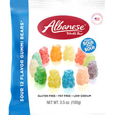Albanese Sour 12 Flavor Gummi Bears 3.5oz Bag 