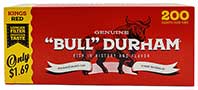 Bull Durham PP Cigarette Tubes Regular King Size 200ct 