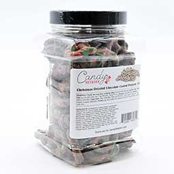 Candy Retailer Christmas Drizzled Chocolate Coated Pretzels 1 Lb Jar 