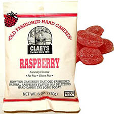 Claeys Old Fashioned Hard Candy Natural Raspberry 6oz Bag 
