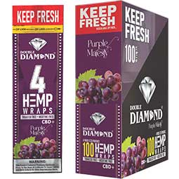 Double Diamond Hemp Wraps Purple Majesty 25 Packs of 4 