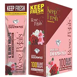 Double Diamond Hemp Wraps Rose Petal 25 Packs of 4 