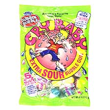 Dubble Bubble Cry Baby Extra Sour Bubble Gum 4oz Bag 