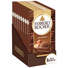 Ferrero Rocher Milk Chocolate Hazelnut Bar 3.1oz 8 Pack 