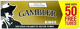 Gambler Cigarette Tubes Gold King Size 250ct Box 