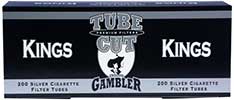 Gambler Tube Cut Cigarette Tubes Silver 200ct 