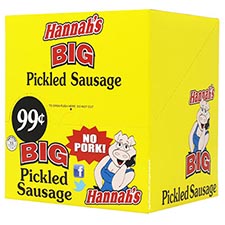 Hannahs Big Pickled Sausage No Pork 20ct Box 