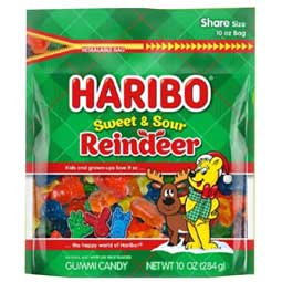 Haribo Holiday Sweet and Sour Reindeer 10oz Bag 